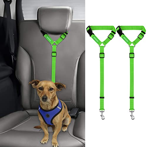 BWOGUE 2 Packs Dog Cat Safety Seat Belt Strap Car Headrest Restraint Adjustable Nylon Fabric Dog Restraints Vehicle Seatbelts Harness — image 1