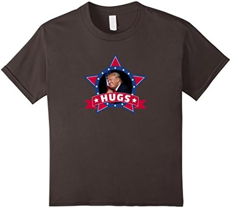 Kids President Trump Hugs American Flag Starburst T-Shirt 6 Asphalt