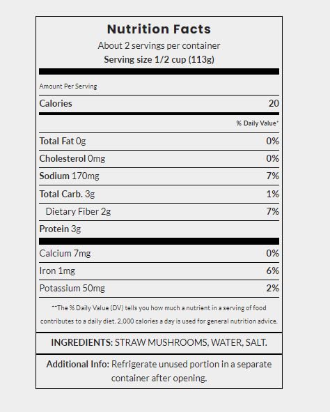 KA-ME STIR-FRY VEGETABLES, STRAW MUSHROOMS, 15 OUNCE