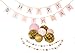 Paper jazz Birthday Party Decoration Happy Birthday Bunting Banner Pom Poms lantern (PINK)
