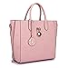 Extra Large Satchel Handbags Leather Tote Designer Purse w/Removable Shoulder Strap Pink