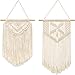 Mkono 2 Pcs Macrame Wall Hanging Small Art Woven Wall Decor Boho Chic Home Decoration for Apartment Bedroom Living Room Gallery, 13" L x 10" W and 16" L x 10" W primary