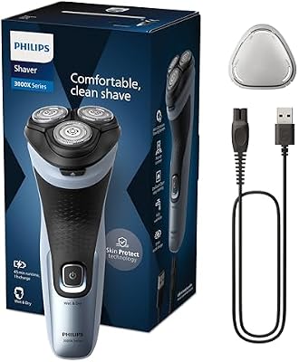 Shaver Series 3000X – Elektrischer Rasierer für Herren, Nass- und Trockenrasur, Himmelblau, mit SkinProtect-Technologie, ausklappbarem Bartschneider und ergonomischem Griff (Modell X3053/00)