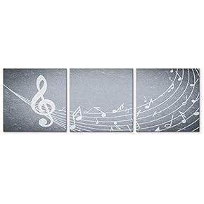 3 Panel Canvas Wall Art Music Note Pictures Home Wall Decorations for Bedroom Living Room Paintings Canvas Prints Framed - 12"x12"x3 Panels