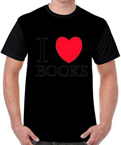 Firewing I Love Books Mens Printed O-Neck t-Shirts Top Blouse Shirt Black