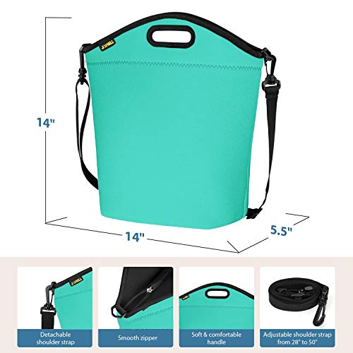 Large Neoprene Lunch Bag for Women Adults, 14" x 14" x 5.5" Insulated Big Lunch Tote Box Reusable Lunch bag for Work Office Outdoors Travel (Green) - Thumbnail 2