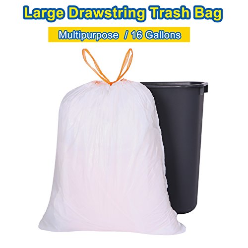 Trash Bags,TOLOCO Ultra Strong Garbage Bags,Tall Kitchen Drawstring Trash Can Bags,16 Gallon,Fresh Clean,120 Count,Ultra Strong Unscented Multipurpose Garbage Bags for Kitchen Trash Can/Bin