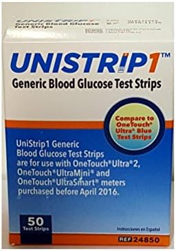 UniStrip1 Blood Glucose Test Strips for Use with Onetouch Ultra Meters (2 Boxes of 50)