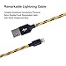 M.owstoni 3Pack 3,6,10ft Lightning Cable Nylon Braided Charging Cable Extra Long USB Cord for iphone 7,7 plus,6s,6s plus,6plus,6,5s 5c 5,iPad Mini, Air,iPad5,iPod 7on iOS9.(Black+Gold)