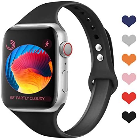 Rockvee Sport Band Compatible with Apple Watch 38mm 42mm 40mm 44mm, Soft Silicone Slim Thin Replacement Band Compatible with iWatch Series 4/3/2/1, Nike+,Sport,Edition