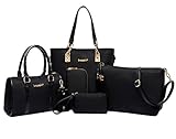 King Ma Handbag and Purse Shoulder Bag 6 Piece Set Bag for Womens Ladies