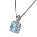 VIR JEWELS 0.85 cttw Pendant Necklace, Blue Topaz Cushion Cut Pendant Necklace for Women in .925 Sterling Silver with Rhodium, 18 Inch Chain, Prong Setting