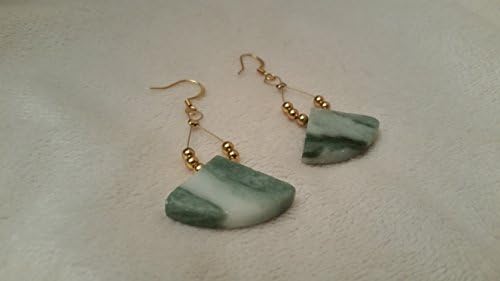 Green Marble Fan Earrings