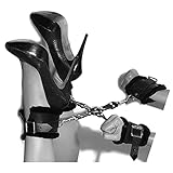 Leather Hog Tie With Fur Lined Cuffs Role Play Accessory, One Size, Black