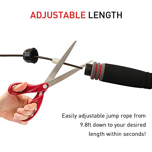 Fitpolo Weighted Jump Rope, Adjustable Skipping Ropes with Memory Foam Handles and Weighted Speed Cable for Men/Women/Kids - Best for Speed Jumping,Cardio Training, Home Workouts, Boxing,MMA
