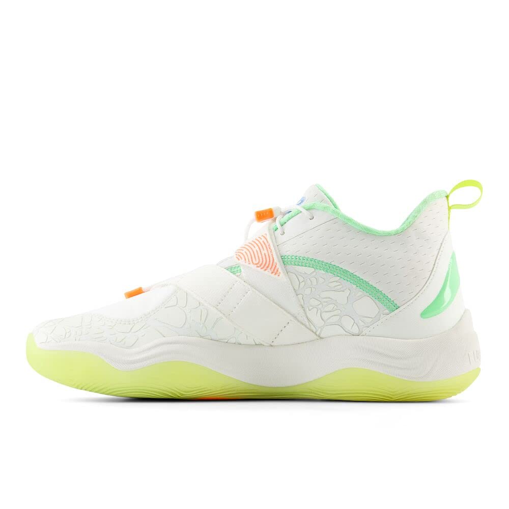 New Balance Unisex FuelCell Lindor V2 Turf Baseball Shoe,Optic White/Neon Dragonfly/Cosmic Pineapple,Men 14 / Women 15.5 Wide
