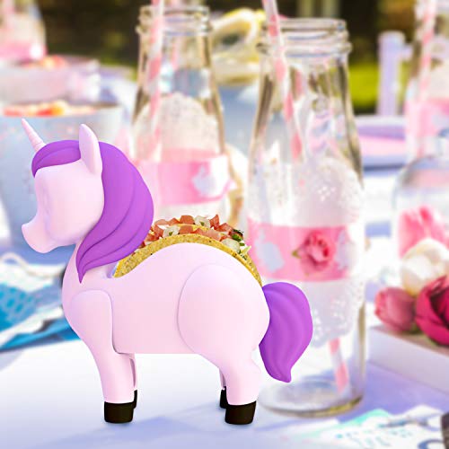image for California Home Goods Unicorn Taco Holder for Kids, Set of 2 Taco Hold