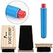 Nexxxi 10 Pcs Colorful Plastic Chalk Holder, Adjustable Chalk Clip with a Wood Chalkboard Eraser and Storage Case for School Supplies