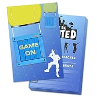 Yangmics Direct 30 Pack Gaming Party Invitations with Envelops - Video Game Invitations for Kids Boys - Video Game Party Supplies