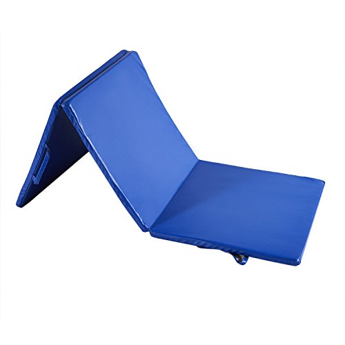 5A-Parts Foldable Gymnastic Mat Surface PU with Handles and Zipper Indoor Outdoor Exercise Equipment (blue, 2'x6'x1.2'')