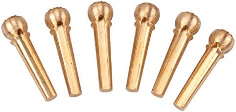Meeland Acoustic Guitar Strings Bridge Pins Pegs for Guitar Replacement Parts, 6pcs, Metal Brass, Flat Top