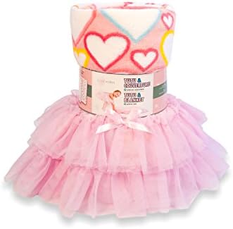 My Friend Huggles Children's Patterned Soft Blanket with Matching Tutu, Pink Hearts