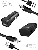 Galaxy S8/S9/Note8 Adaptive Fast Charger Type-C 2.0 Cable Kit by Ixir Compatible with Samsung Products {Wall Charger + Car Charger + 2 Type-C Cables} True Digital Adaptive Fast Charging