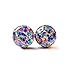 Multicolored rainbow glitter wood stud earrings 10mm