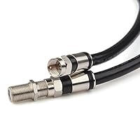 GTOTd Coaxial Cable (4 Feet) with RG6 Coax Cable Connector (and F-Type Cable Extension Adapter) Black Coax Satellite TV 75 Ohm Cable