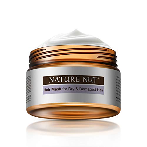 Nature Nut Hair Mask for Dry & Damaged Hair - Hypoallergenic Deep Conditioner ˡ Moisturizing Repair Treatment Masque with Five Nut Hydrating Formula (8.45 FL OZ)