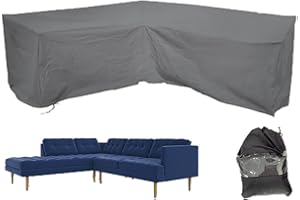 COOSOO Patio V Shape Sofa Cover Sectional Waterproof Corner Sofa Cover Outdoor Dust-proof Anti-UV Furniture Couch Cover for Lawn Garden Yard Indoor with Windproof Buckle Extra Large Grey