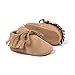 R&V Unisex Infant Baby Boys' Girls' Moccasins Soft Sole Tassels Prewalker Anti-Slip Toddler Shoes (L:12~18 months, Nude)