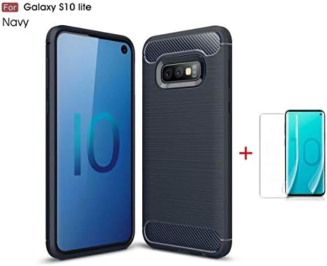 SHYHONG compatible Case Samsung Galaxy S10 Lite Case [Navy] carbon fiber Case Flexible TPU silicone Phone Cover [air cushion] Case Anti-Shock Bumper Cover+2*HD Protective Film
