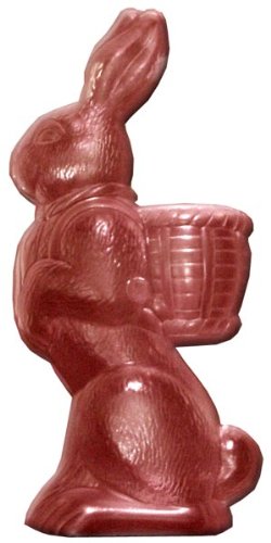 Polycarbonate Chocolate Mold: Standing Rabbit with Basket on Back, 2 Pc (Front and Back)