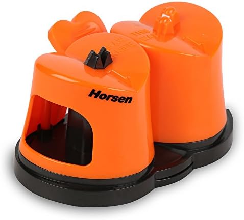 Horsen Knife Sharpener with Suction Cup ,Coarse and Fine Sharpening System (Orange)