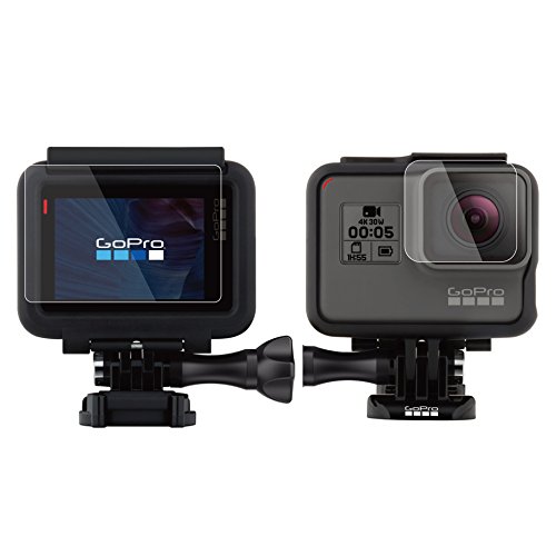 Foto&Tech 2 Sets Ultra-Clear Tempered-Glass LCD Screen Protector & Lens Protector Film for GoPro Hero 6/ GoPro Hero 5 Action Camera Bubble Free Multi-Layer Anti-Smudge Coating / Easy to Apply