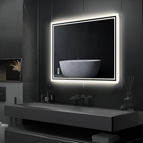 Wisfor LED Illuminated Bathroom Mirror 600 x 800mm Rectangular Dimmable Backlit Lighted Wall