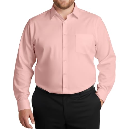 XPIZH Men's Long Sleeve Button Down Shirt Pink