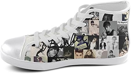 Show-shoes Custom Justin Bieber High Top Lace-up Flats Canvas Shoes Soft Comfortable Sneakers for Adult Women (Model002) 6US M