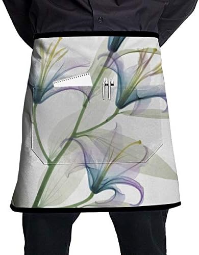 Rwwrewre Kitchen Bib Apron X Ray Lily Flower Art Adjustable For Chef Cooking Baking Restaurant Crafting BBQ Apron Men Women