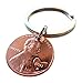2011 Penny Keychain With Heart Around Year; Engraved Couples Keychain, 14 Year Anniversary
