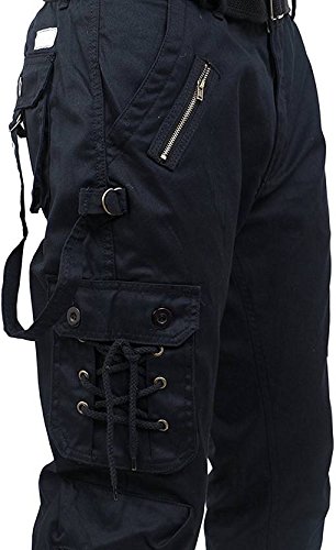 warlock men's cotton relaxed fit zipper dori cargo jogger pants