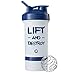 GOMOYO Motivational Quotes on Blender Bottle Brand ProStak Shaker Cup, 22 Ounce Protein Shaker Bottle with BlenderBall Whisk and Two Twist n’ Lock Attachable Containers (Lift & Destroy - White/Navy)