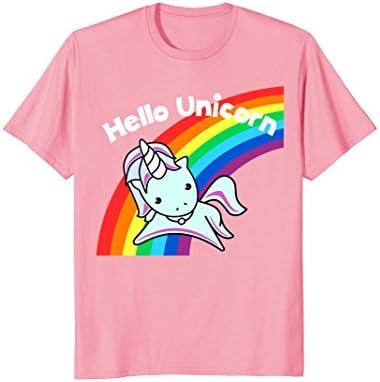 Pink Hello Unicorn Rainbow T-Shirt