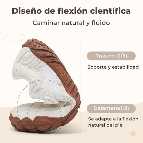 SAGUARO Kids Girl Boy Barefoot Sneakers Lightweight Soft Comfortable Barefoot Shoes Minimalist Trail Shoes for Sport and Daily Use,Beige,27EU