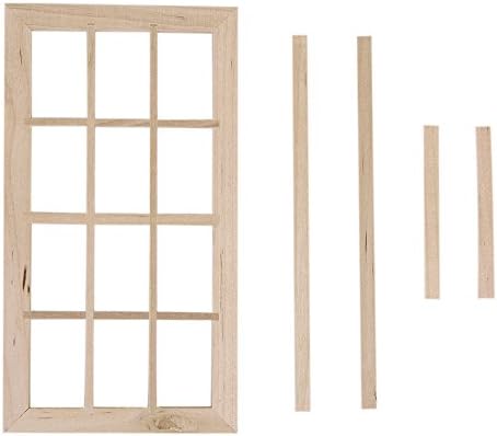 dreamflyingtech 12 Pane Window for 1:12 Scale Dolls House Miniature Wooden Frame Wooden Dollhouse Simulation Furniture Toys for Child