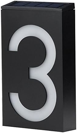 Niceshop Solar Door Numbers Solar Digital Door Light Solar Powered Door Plate House Number Sign 6 LED Garden Wall Lights Outdoor Waterproof Power Sensor Solar for Patio Path House Hotel (Number 3)