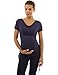 PattyBoutik Mama Cowl Neck Drawstring Sides Maternity Tunic Top (Dark Blue, Navy M)