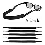 LOVAC Men/Women Sunglass Straps, Safety Floating Eyewear Retainer, Premium Neoprene Material - Ideal for Water Sports & Outdoor Adventures, Fit Most Glasses,5pack (D.Black)