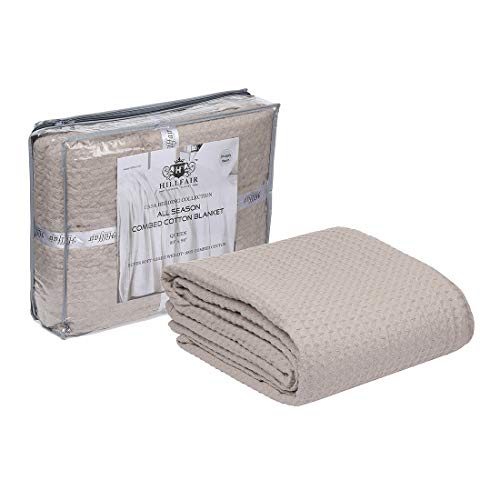 HILLFAIR 100 Combed Cotton Blanket Twin Size Bed Blankets Warm Soft